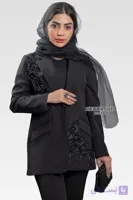 کت مجلسی مشکی زنانه گل برجسته