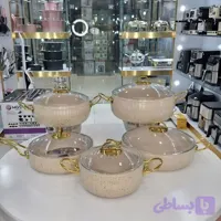 سرویس قابلمه سلین خمره ای کرمی اویز ۱۰ پارچ گرانیتی