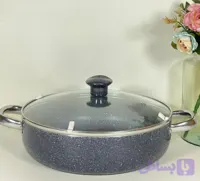 تابه ۲۶ سانتی گرانیتی لاوان مدل تیتان طوسی دو دسته درب پیرکس