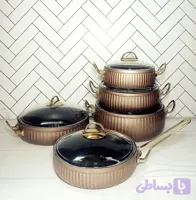 سرویس قابلمه سلین خمره ای قهوه ای اویز ۱۰ پارچ گرانیتی