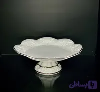 شیرینی خوری بزرگ سرامیکی پایه دار لب طلا کاردینال 308