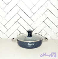 تابه ۲۰ سانتی گرانیتی لاوان مدل تیتان طوسی دو دسته درب شیشه ای