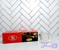 فنجان استیج لب طلا بلور اچ بی قیمت هر دست (هر کارتن شامل ۹ دست) (عمده)