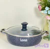 تابه ۱۸ سانتی گرانیتی لاوان مدل تیتان طوسی دو دسته درب پیرکس