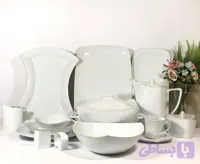 سرویس چینی سفید لب طلا چینی پردیس ۱۰۵ پارچ ۱۲ نفره کد ۱۰۱۱