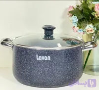 قابلمه ۲۴ سانتی گرانیتی لاوان مدل تیتان طوسی دو دسته درب پیرکس
