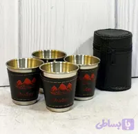 پیک 4 عددی کیف دار کوچک (لیوان نیم یک استیل روکش چرم)