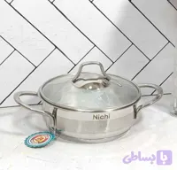 تابه استیل درب پیرکس سایز ۱۶ نیچی NP-16