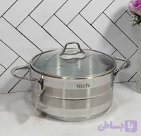 قابلمه استیل دو دسته 22 نیچی درب پیرکس NC-22-2