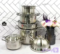 سرویس قابلمه ۱۲ پارچه زیپتر مدل ZP-2777 استیل کتری دار