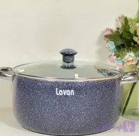 قابلمه ۲۸ سانتی گرانیتی لاوان مدل تیتان طوسی دو دسته درب پیرکس