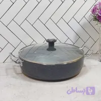 تابه ۳۴ سانتی گرانیتی لاوان مدل تیتان طوسی دو دسته درب شیشه ای