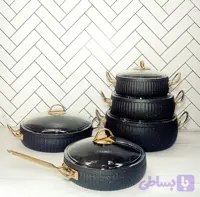 سرویس قابلمه سلین خمره ای مشکی اویز ۱۰ پارچ گرانیتی