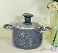 قابلمه ۱۴ سانتی گرانیتی لاوان مدل تیتان طوسی دو دسته درب پیرکس