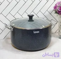 قابلمه ۳۴ سانتی گرانیتی لاوان مدل تیتان طوسی دو دسته درب پیرکس
