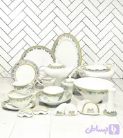 سرویس چینی ۱۰۴ پارچه پردیس مدل مرسیا رومنس گل رژینا ۱۲ نفره کد ۲۲۳