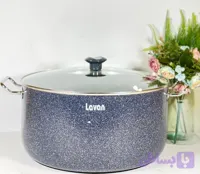 قابلمه ۳۶ سانتی گرانیتی لاوان مدل تیتان طوسی دو دسته درب پیرکس