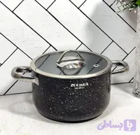 قابلمه گرانیتی مشکی سایز 16 زومبا درب پیرکس