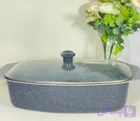 تابه مرغ خوری گرانیتی لاوان مدل تیتان طوسی دو دسته درب پیرکس