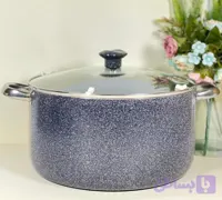 قابلمه ۳۰ سانتی گرانیتی لاوان مدل تیتان طوسی دو دسته درب پیرکس