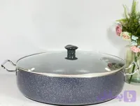 تابه ۴۰ سانتی گرانیتی لاوان مدل تیتان طوسی دو دسته درب پیرکس