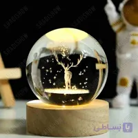 گوی شیشه‌ای چراغدار طرح گوزن | چراغ خواب لیزری