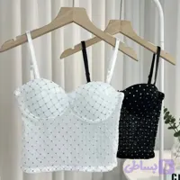تاپ کاپدار گیپور گرم بالا اکلیلدار مجلسی دخترانه سایز اسمال مدیوم رنگ سفید و مشکی