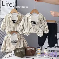 ست سه تکه پیراهن ،بلوز و شلوار کتان پسرانه وارداتی مناسب مهمانی و روزمره
