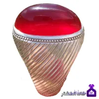 انگشتر عقیق سرخ آبدار رکاب شیاری دست ساز کد157