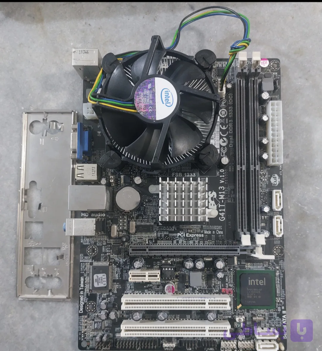مادربرد ddr3 الایت گروپ مدل G41T- M13 استوک کاملا سالم همراه فن و Cpu E8200