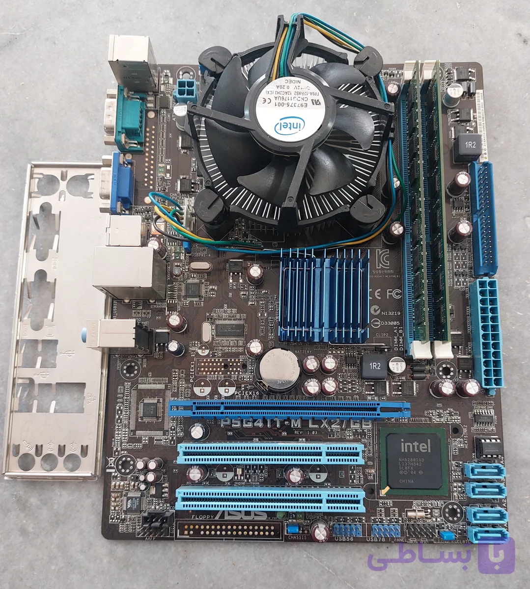 مادربرد ddr3 ایسوس P5G41T-M LX استوک کاملا سالم همراه فن و Cpu E8400 و ۸ گیگ رم ddr3