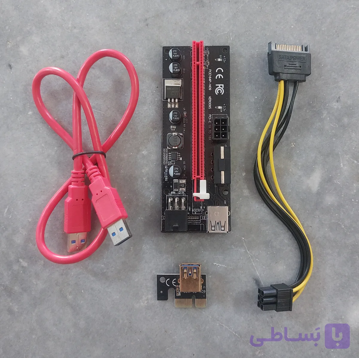 رایزر کارت گرافیک PCI-E مدل ۰۰۷ | تبدیل 1X به 16X | کابل USB 60cm | استوک در حد آکبند