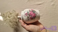 بانکه خمره ای سرامیکی گل سرخی دست ساز
