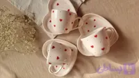 فنجان و زیر فنجان سرامیکی قلبی دست ساز