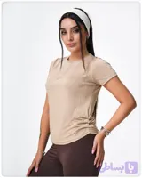 تیشرت پیلی دوزی و یقه گرد ورزشی زنانه نایک