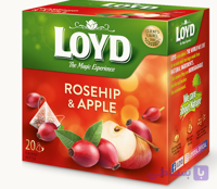 چای کیسه ای هرمی لوید LOYD مدل گل رز و سیب rosehip & apple پک 20 تایی