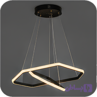 لوستر سقفی SMD مدرن 2 حلقه 6ضلعی با ریموت کنترل 4 حالته وارداتی/مشکی/24 ماه ضمانت