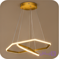 لوستر سقفی SMD مدرن 2 حلقه 6ضلعی با ریموت کنترل 4 حالته وارداتی/طلایی/24 ماه ضمانت