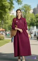 پیراهن الیاف طبیعی گلدوزی مدل نوا