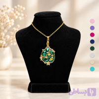 گردنبند سنگ طبیعی و ورق طلا یا نقره