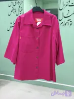 شومیز لینن سرخابی آستین سه ربع فری سایز