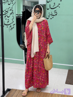 کفتان تابستانه جنس باتیک چرخ کاری فری سایز (کد 68H0S)