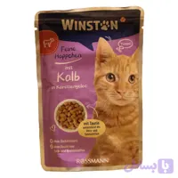 پوچ گربه وینستون با طعم گوشت گوساله در ژله هویج Winston Veal In Carrots Jelly وزن 100 گرم