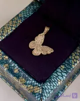 پلاک نقره زنانه پروانه آبکاری طلا pnzatp