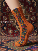 جوراب ساقدار زنانه گل درشت فانتزی