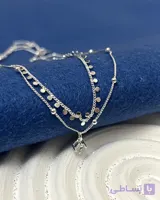 گردنبند وارداتی هایکوالیتی دو زنجیری روکش نقره نگین دار ضد حساسیت