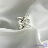 انگشتر طرح دولاین مورب نگین ریز وارداتی نقره ای ضد حساسیت