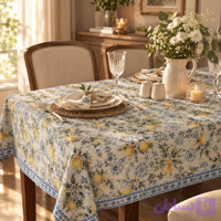 رومیزی و سفره ضدلک طرح باغ لیمو