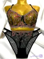 ست شورت و سوتین مشکی بندری - سایز 75 و 90