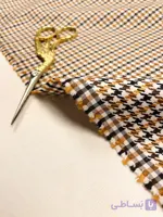 پارچه گاباردین ترک هاندستوث پی‌دوپل سفید نارنجی قهوه‌ای Ambre d’Ivoire Gabardine